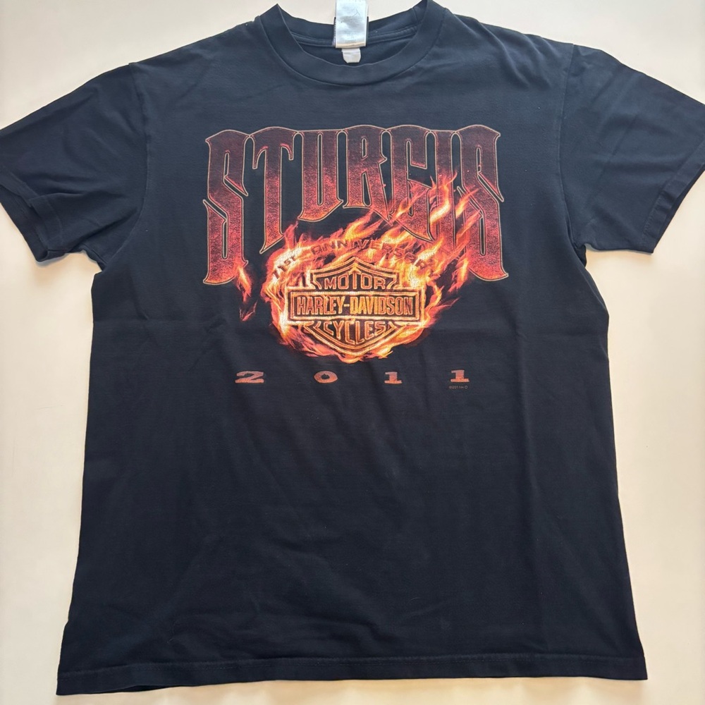 Harley-Davidson biker sturgis 2011 Y2K flame motorcycle shirt